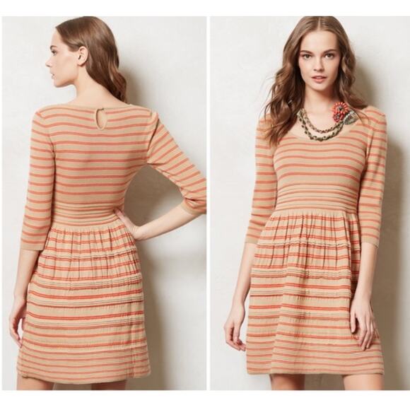 Knitted & Knotted Elodie Wool Blend Striped Sweater Dress Orange sz M - Picture 1 of 9